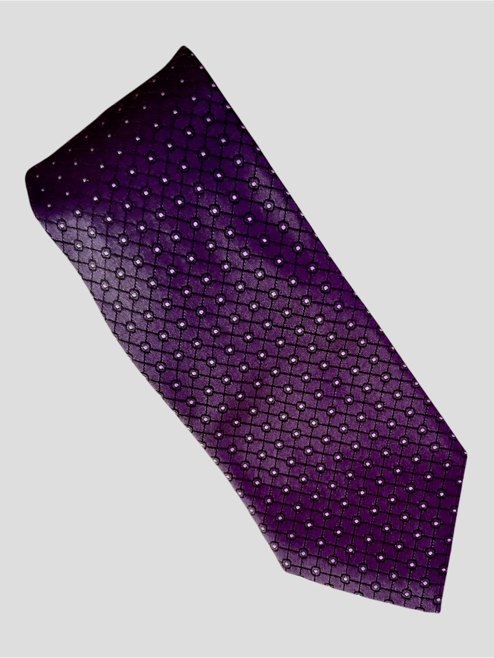 Thomas Pink Purple Silk Geometric Dot Tie Made in Italy 57” Luxury